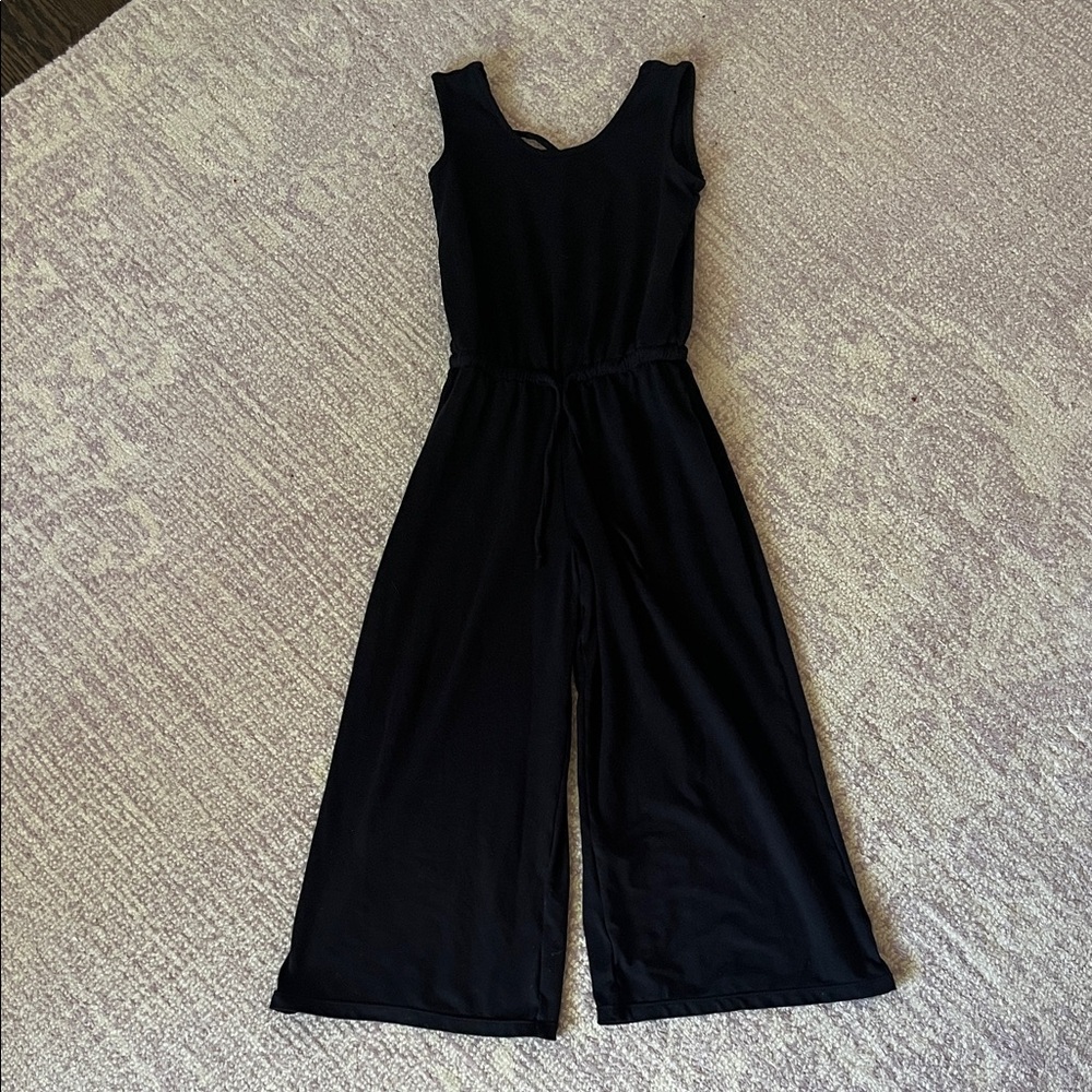 Pixielane Sleeveless Black Wide-Leg Jumpsuit